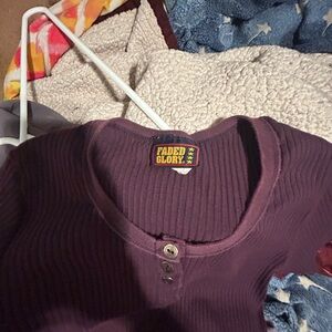 Faded Glory Deep Purple Buttoned Top